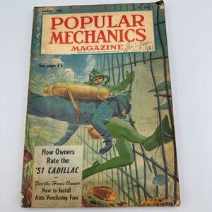 Popular Mechanics Magazine August 1951 "51 Cadillac" Diving Cover